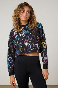 Scribble Cropped Sweat