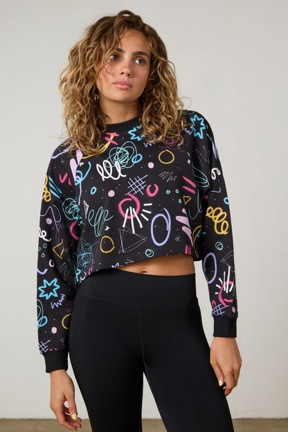 Scribble Cropped Sweat
