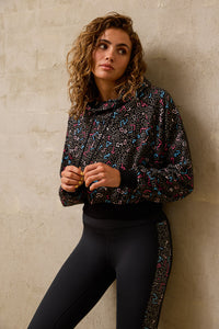 Twisting Printed Cropped Hoodie